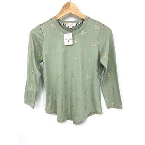 Poof Girl Light Sage with Gold Star Long Sleeve Top NEW WITH TAGS